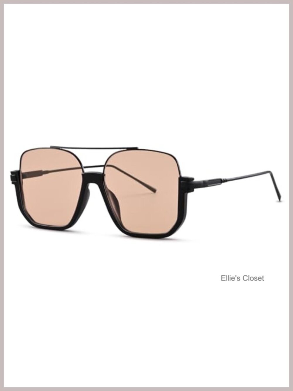 Oversized Square Aviator Sunglasses Semi-Rimless Metal Woman UV400